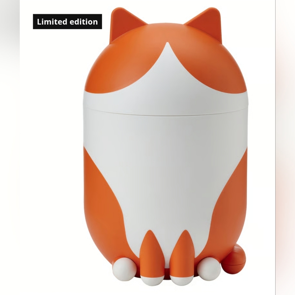 IKEA GREJSMOJS Limited Edition Orange and White Cat Container, NWT